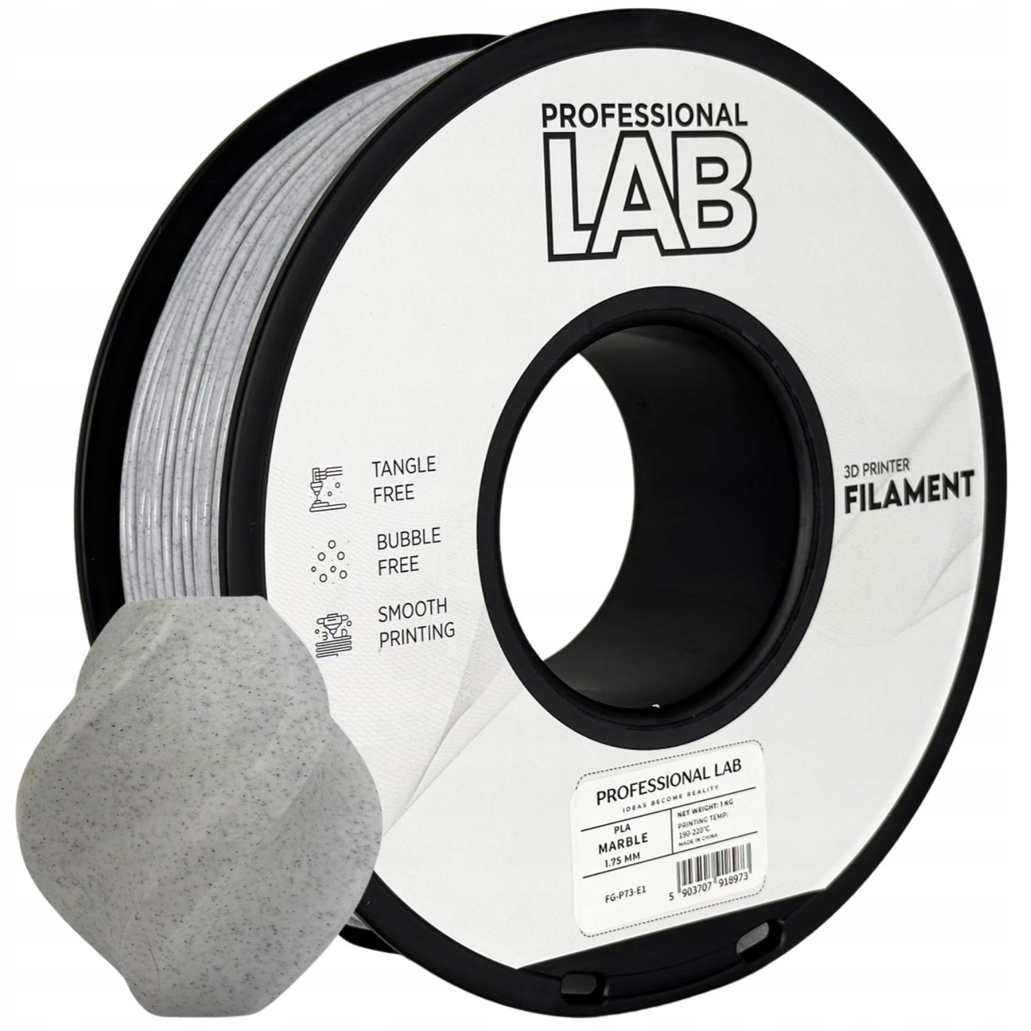Filament Pla Prof. Lab 1.75mm 1kg Marmur Marble Kamień Struktura 3D
