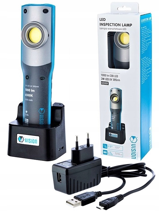 Світлодіодний робочий ліхтарик 1000LM УФ-лампа 2в1 акумуляторна батарея