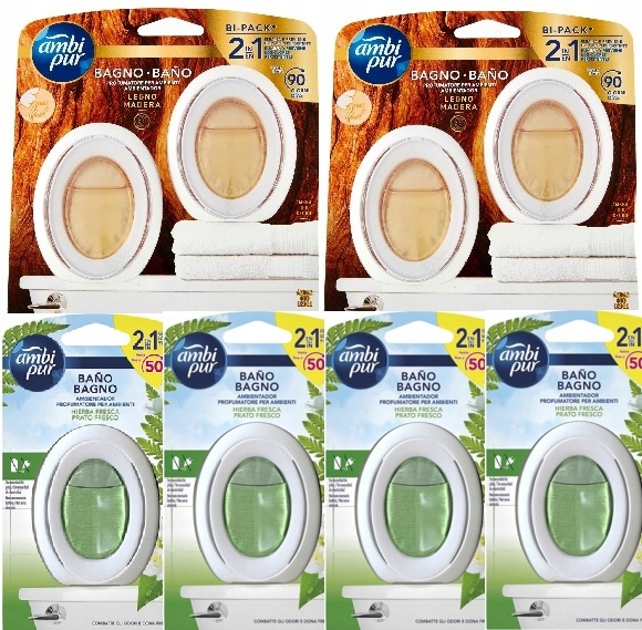 Ambi Pur Bathroom osvěžovač 8 x 7.5 ml Svěží Ráno Santalové Dřevo