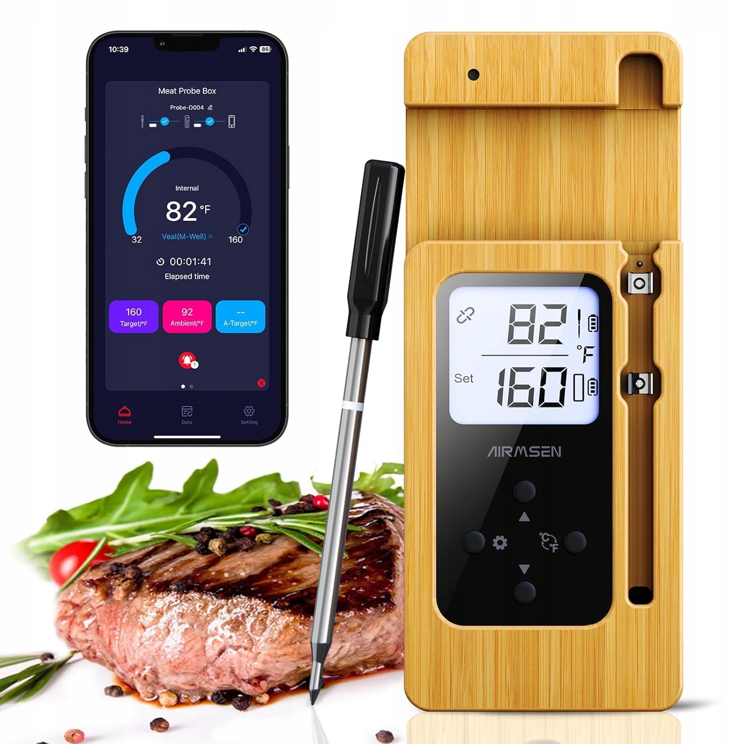 Bezdrôtový Teplomer Na Grilovanie Airmsen Bluetooth S Inteligentnou Sondou