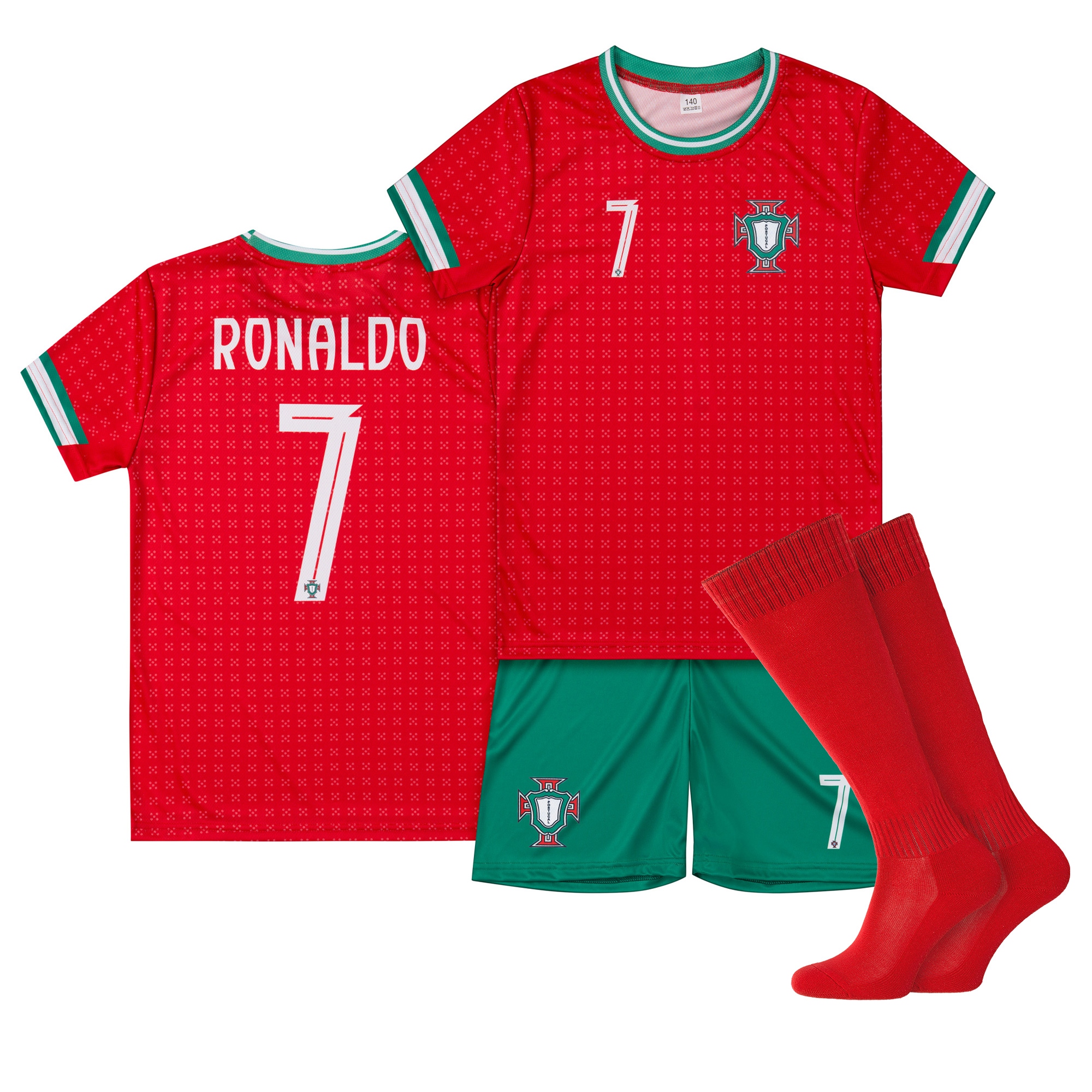 Strój komplet piłkarski getry Ronaldo 7 rozm. 128