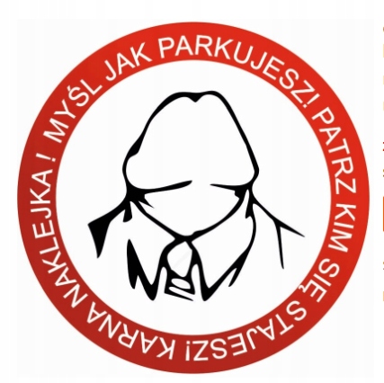 Naklejki etykiety karne za złe parkowanie duże o średnicy 7cm 12szt K4