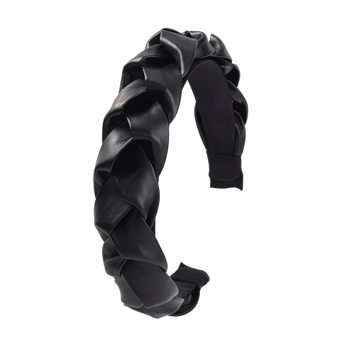 

Opaska Do Włosów turban Czarna skóra eko pleciona