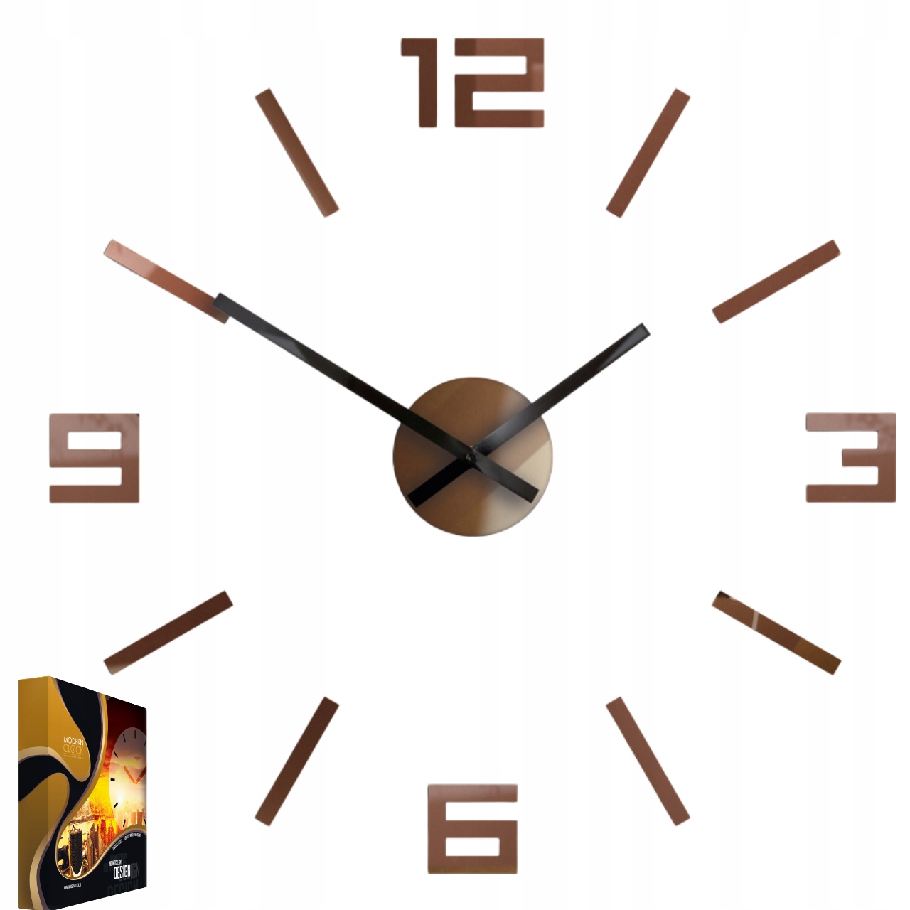 Akrylové nástěnné hodiny Quartzový mechanismus Arabic Copper Kulatý