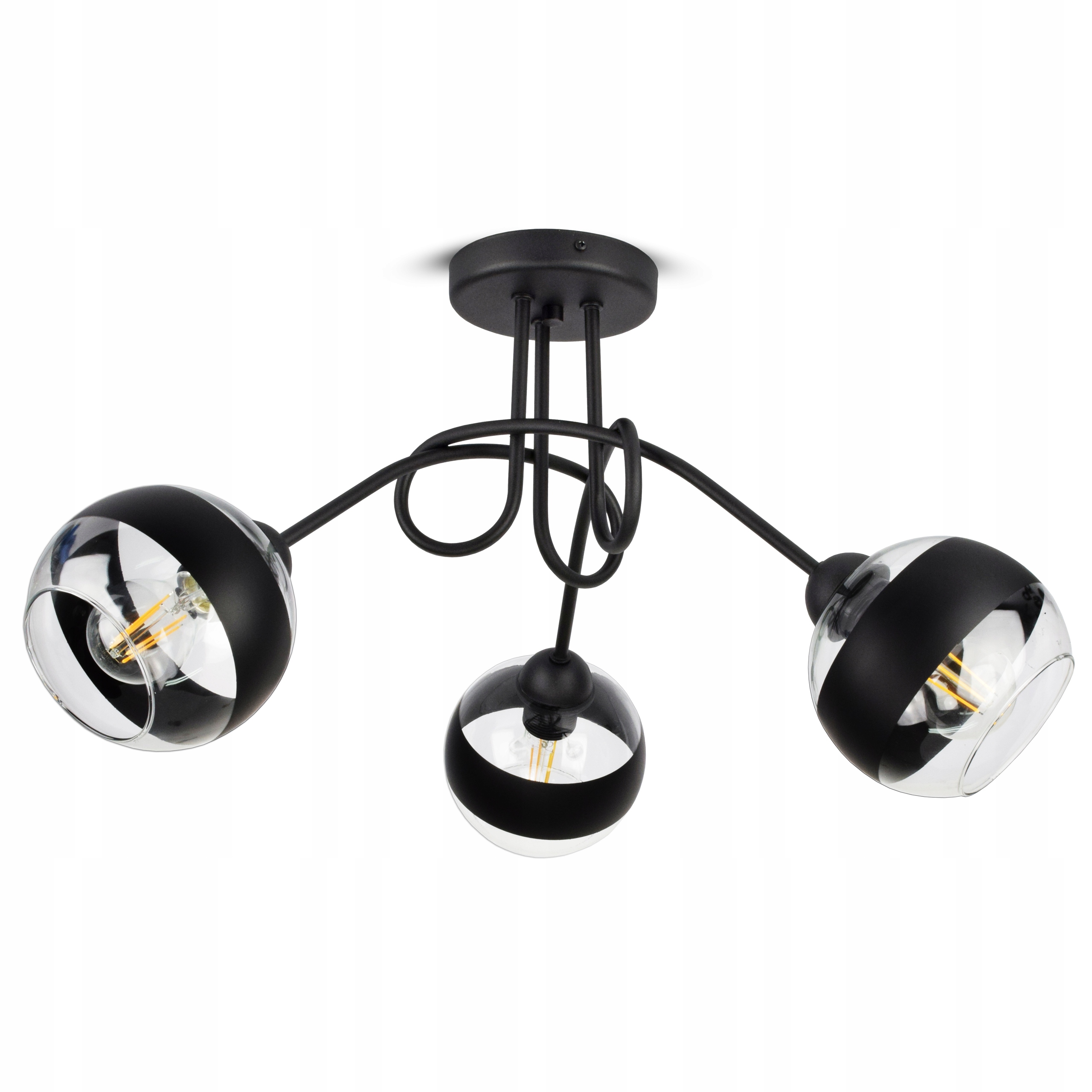 Lampa Wisząca Sufitowa Żyrandol Czarna Szklane Black Belt Kule PE3 Led E27