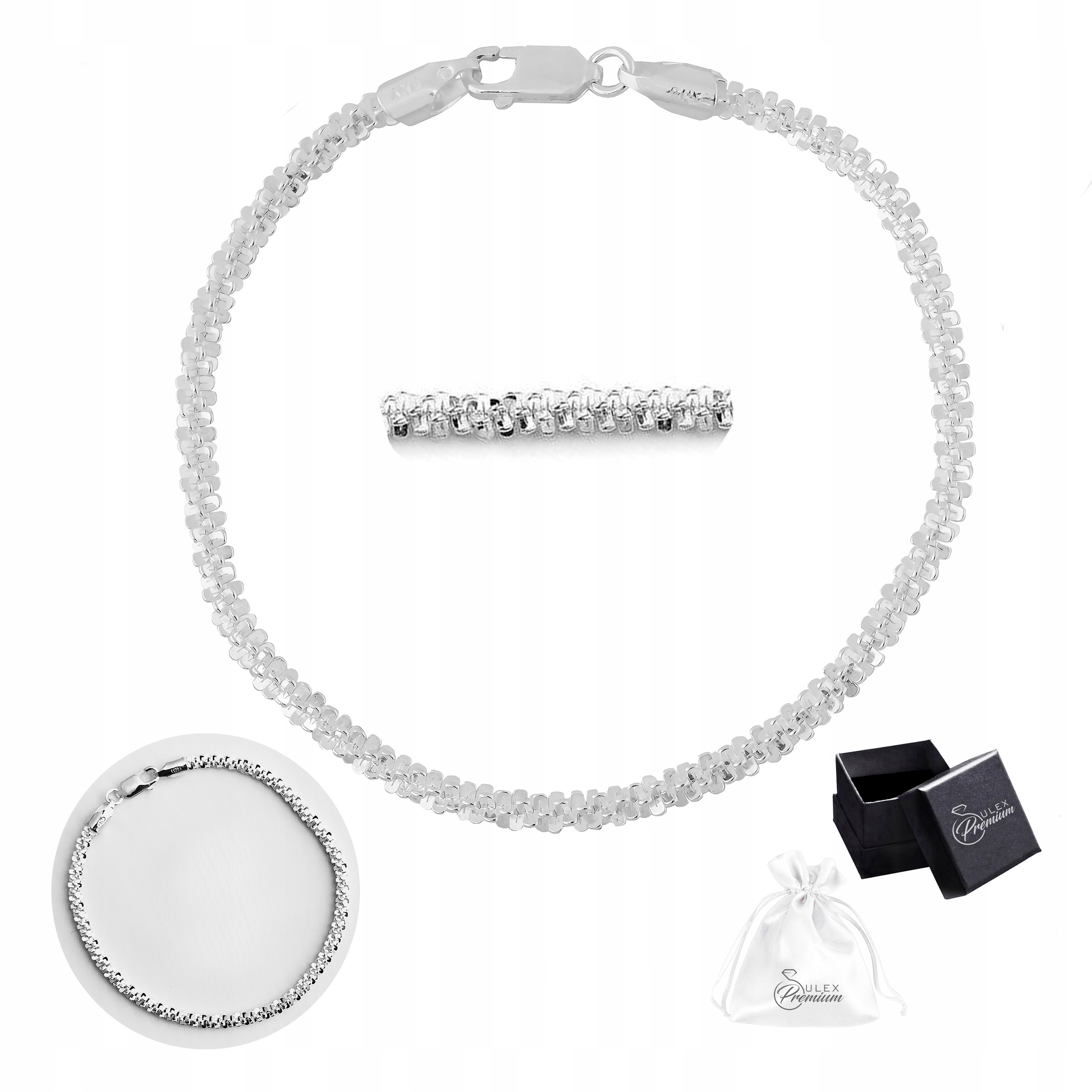 Náramek Stříbro 925 Elegantní Daisy Sněhová Vločka Lesklá 19 cm x 3,5 mm