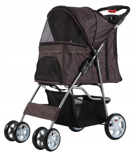 Levně Kočárek dog trolley hnědý vel. S/m 45 x 99 x 72 cm
