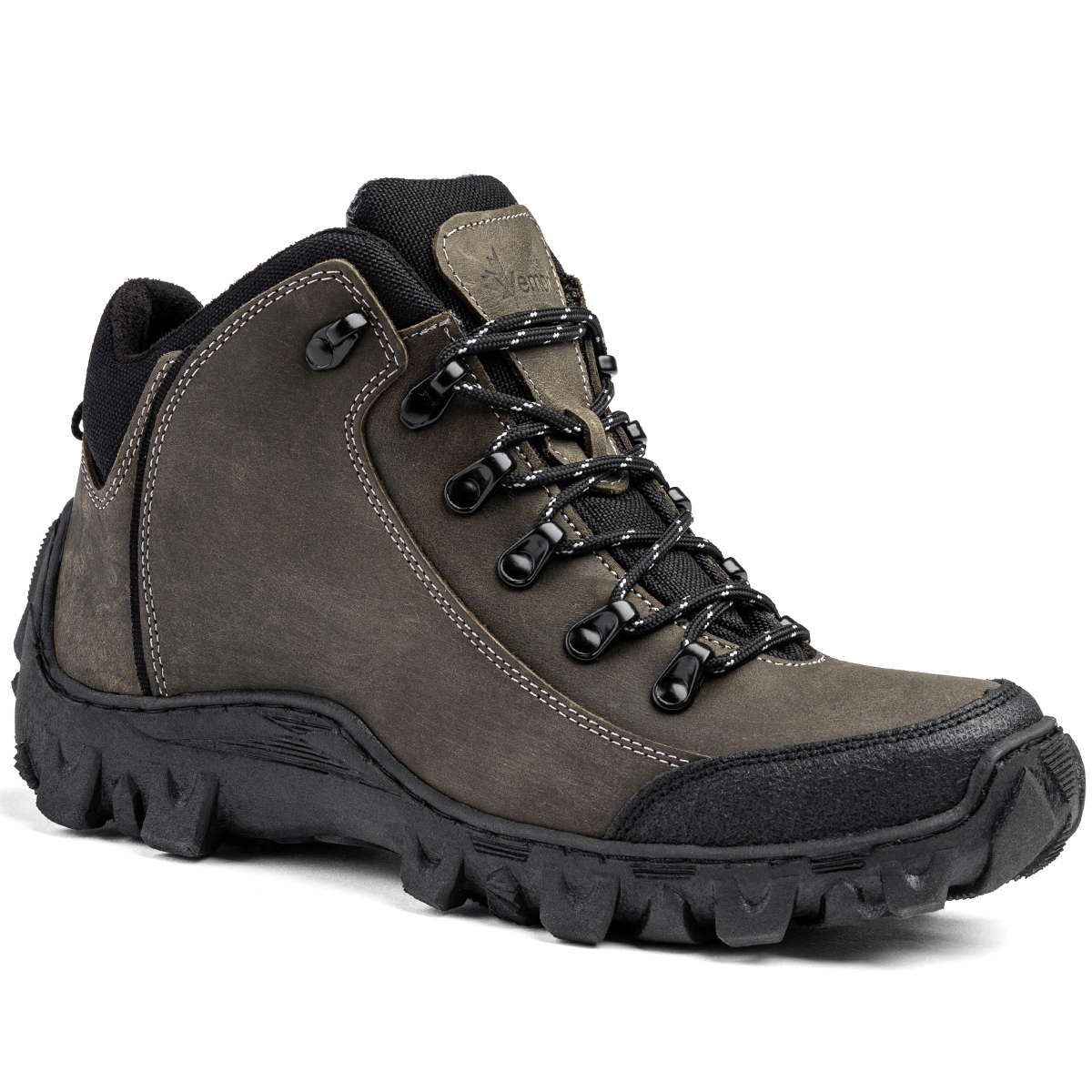 Buty trekkingowe w góry ciemne oliwkowe khaki Skórzane nubukowe Vemont 38