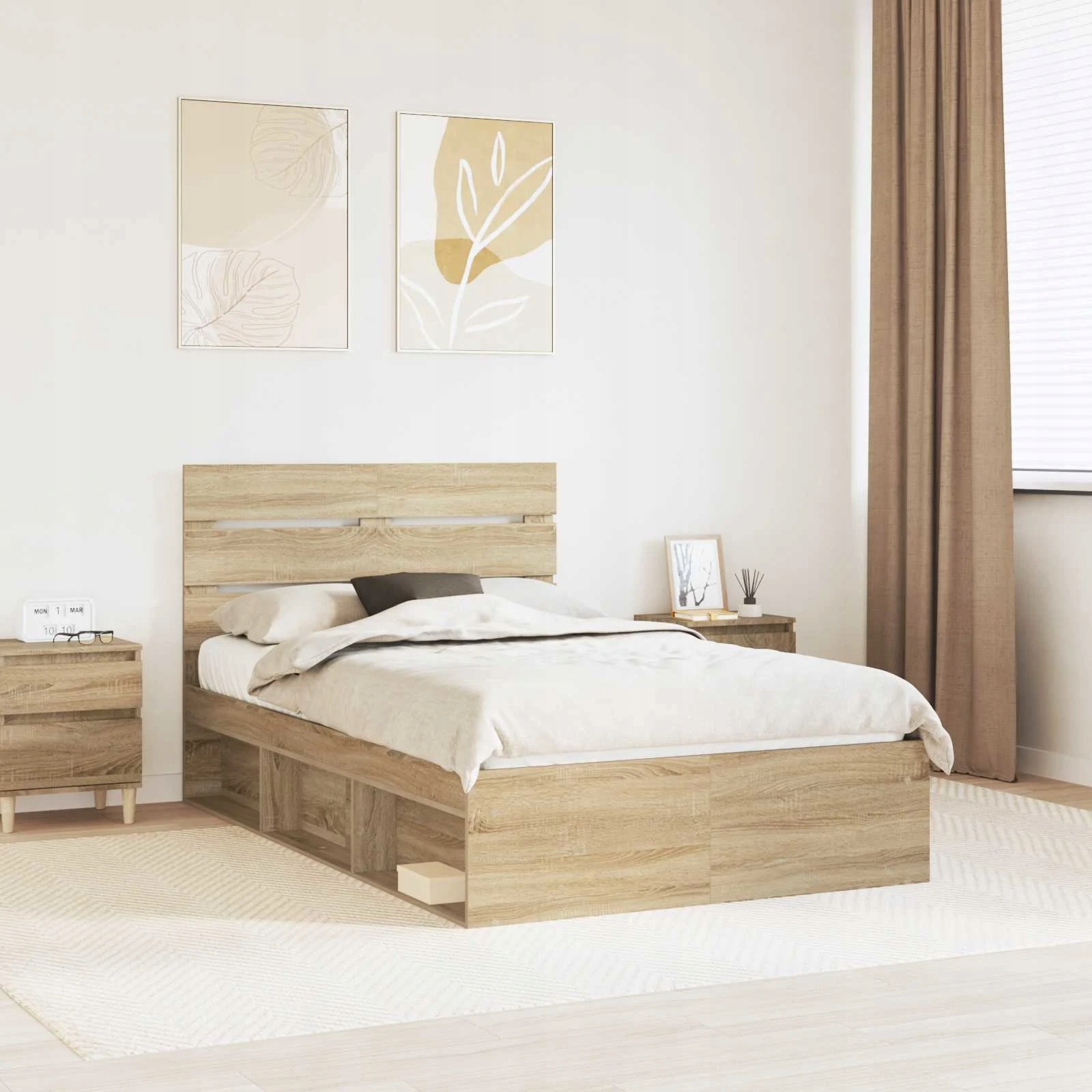vidaXL Rám postele s čelo Sonoma 120 x 190 cm Masivní borové dřevo