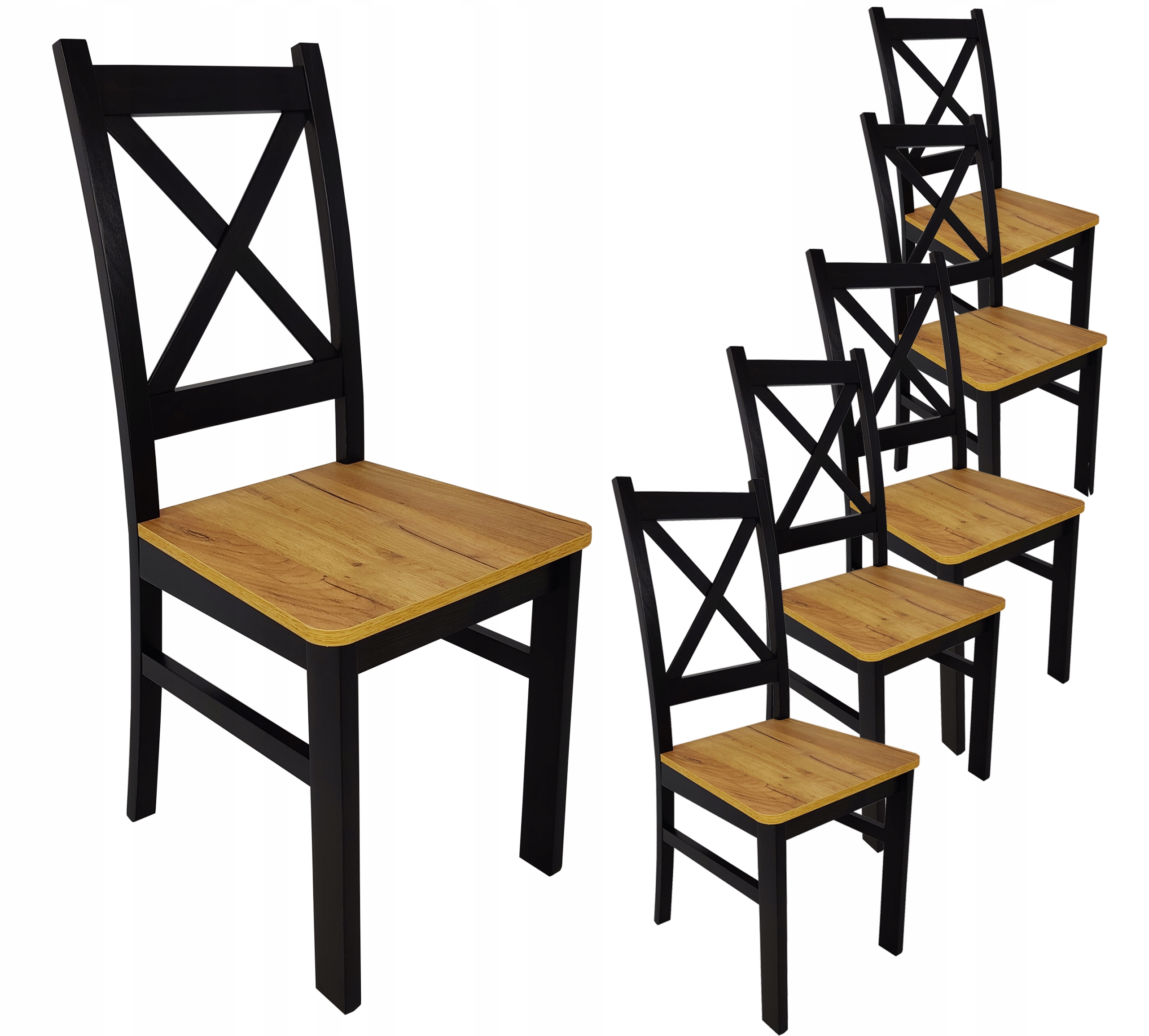 

6x Krzesło drewniane Krzyżak Czarny Craft Loft