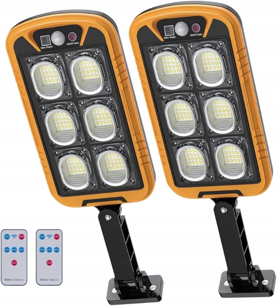 Sada 2 solárnych Led lámp 4500LM Snímač pohybu Pilot Vonkajšie lampy