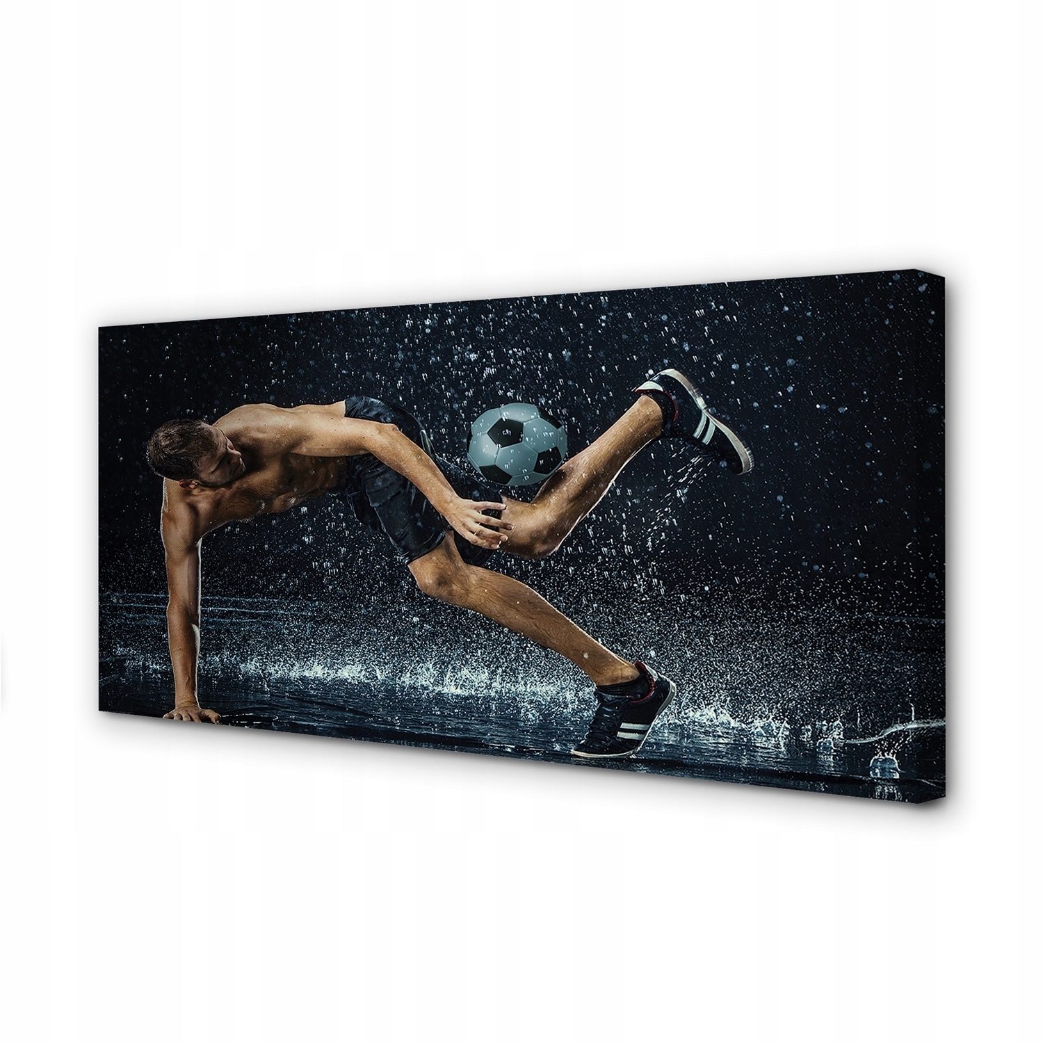 Obraz na plátně Muž, míč, déšť 100x50 cm