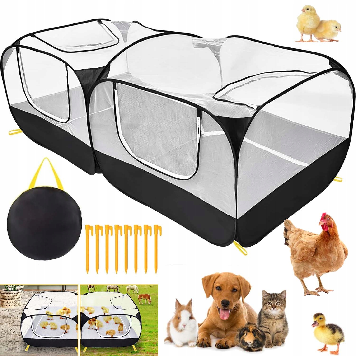 Levně Skládací Kotec Pro Psa Pelíšek Klec Pro Kočičí Zvířata Velká 185*94*64 CM