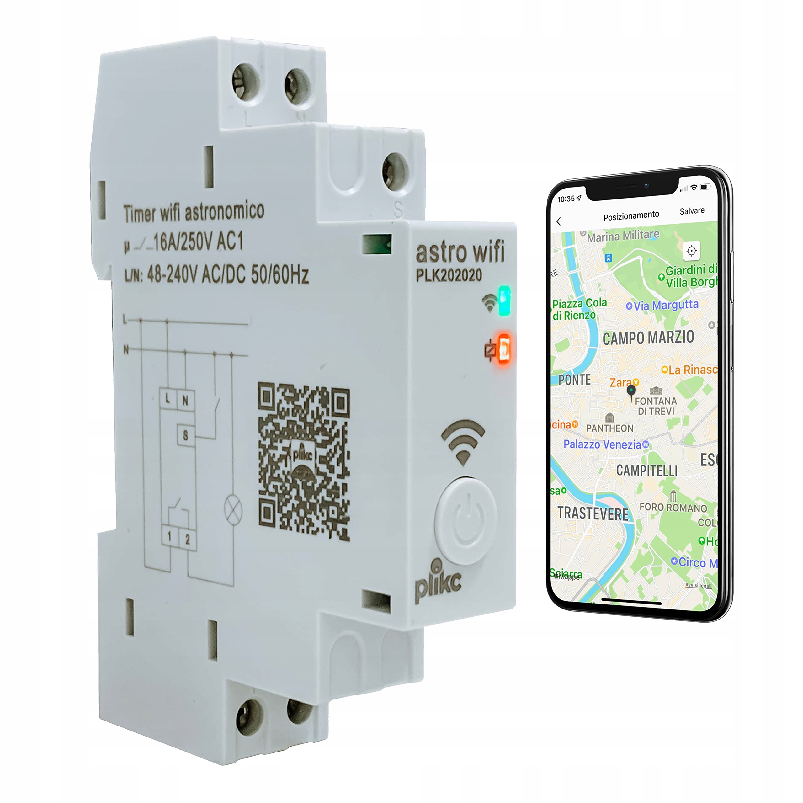 Denný/týždenný Prepínač Času Wifi 48-230VAC PLiKC Astro Wifi