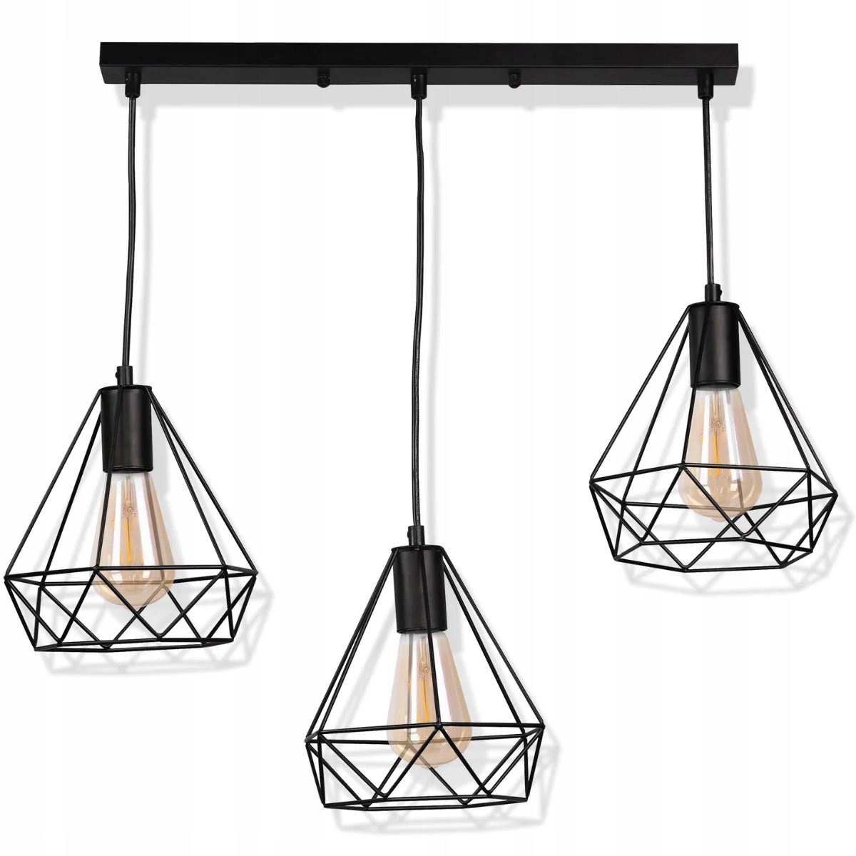 Závěsná lampa drátěná černá diamant loft retro nad stůl 3 body Polux