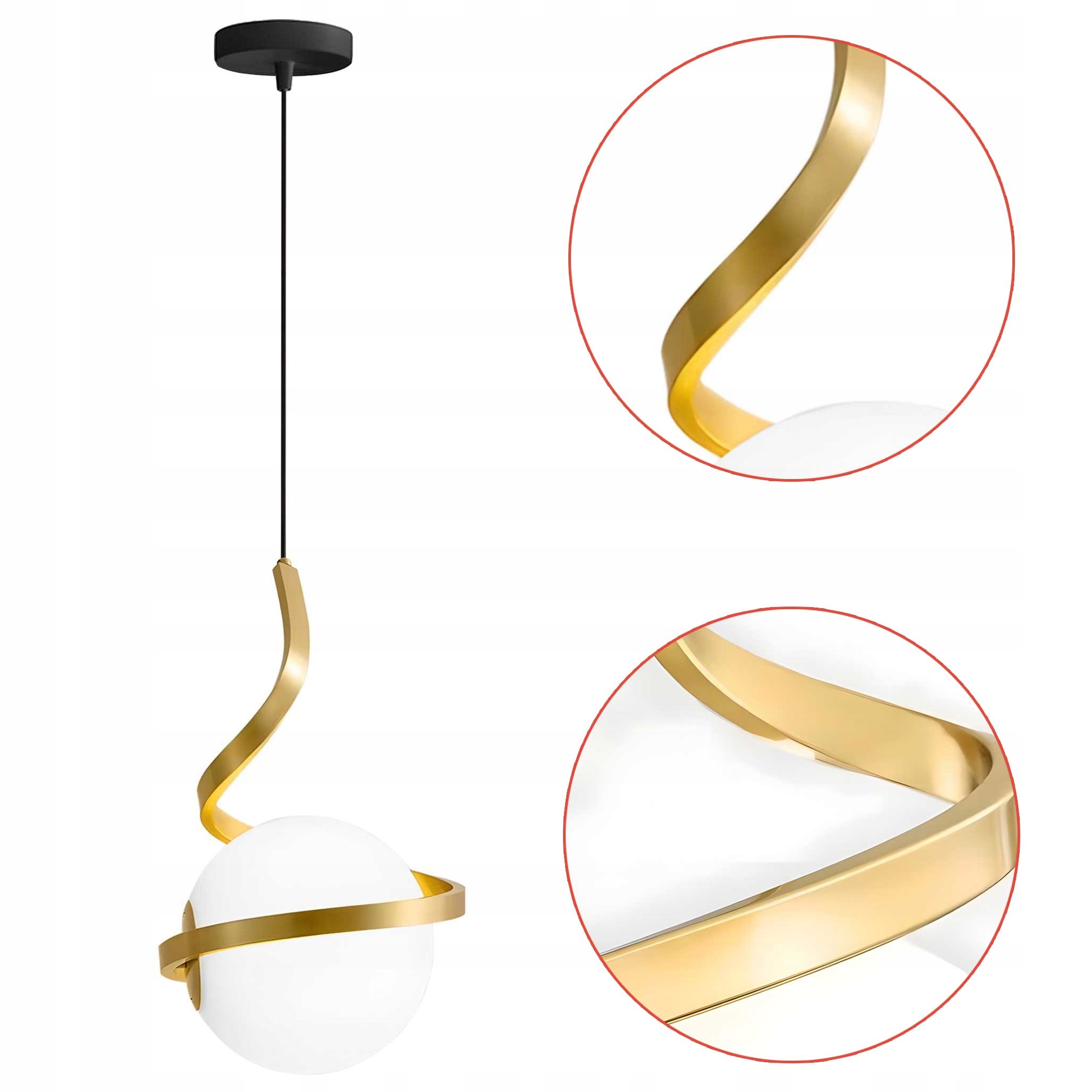 Moderná závesná lampa Zlatá biela špirála E27 Minimalistická do obývačky