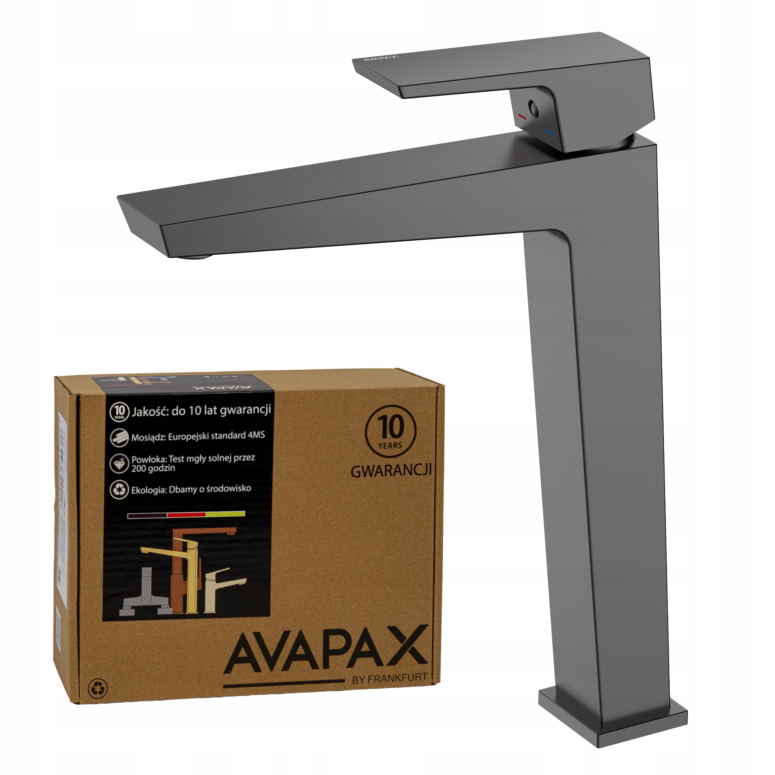 Vysoká umývadlová batéria s kohútikom pre umývadlo gun metal šedá Avapax