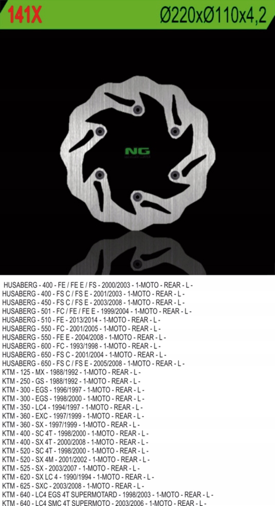 Ng Brzdový Kotúč Zadný Ktm Husaberg (220X110X4,2) Wave (NG141; NG129)
