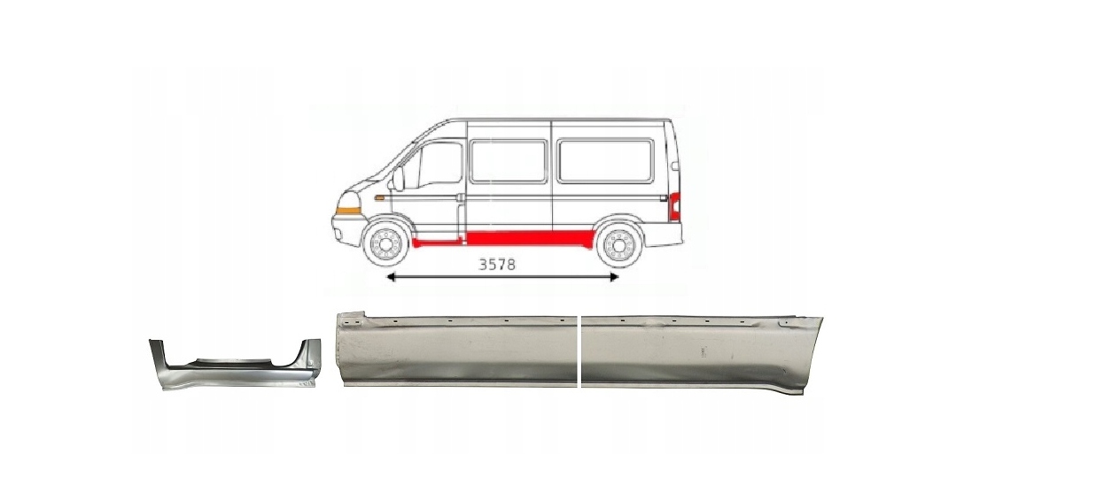 Zestaw Progów / progi Renault Master 98 - 10 wersja Średnia Strona LEWA !