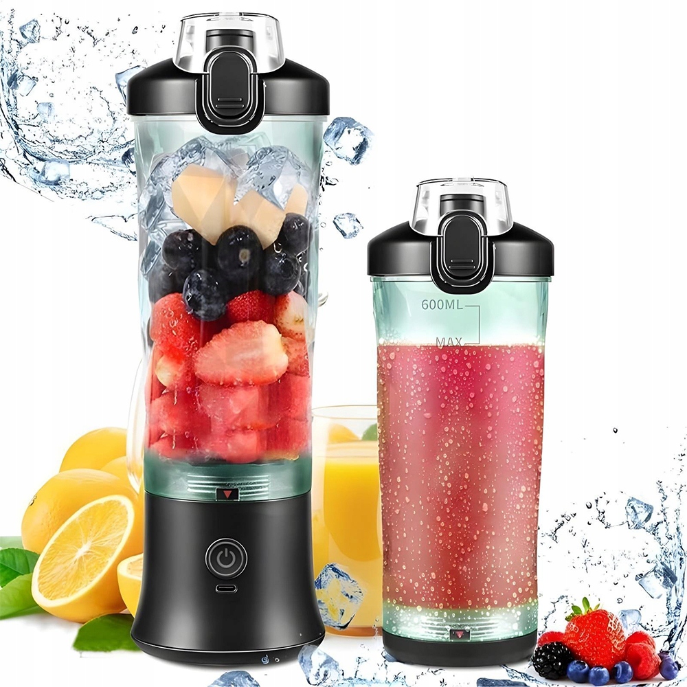 Blender Przenośny Bezprzewodowy Turystyczny Smoothie Koktajl Bidon 600ml