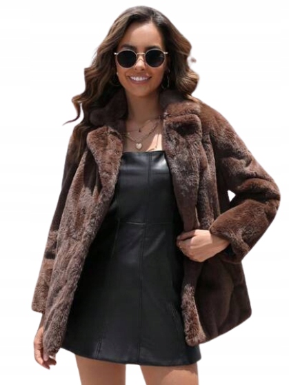 SHEIN FUTRO DAMSKIE BRĄZOWE NA ZATRZASKI