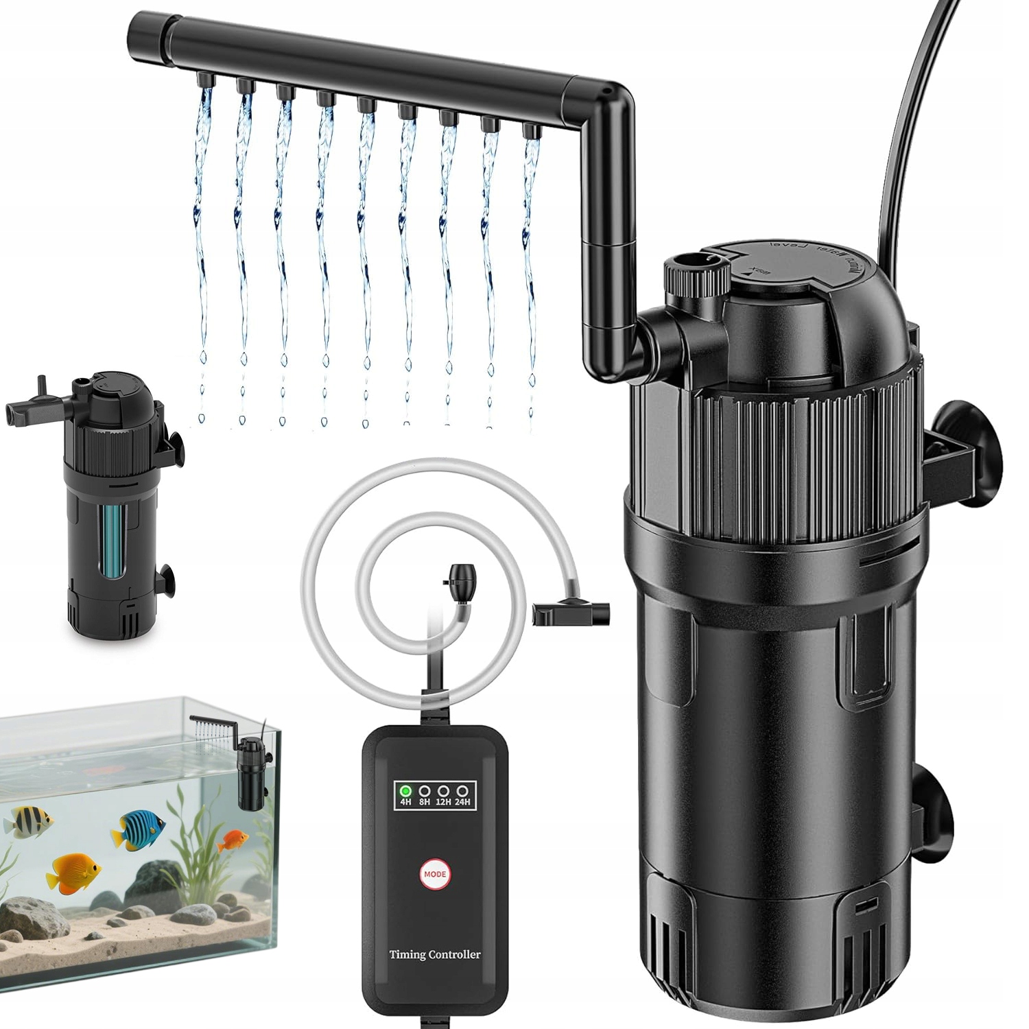 Levně Vnitřní Filtr S Uv Lampou Čerpadlo 400 L/h Pro Sladkovodní Akvárium Dárek