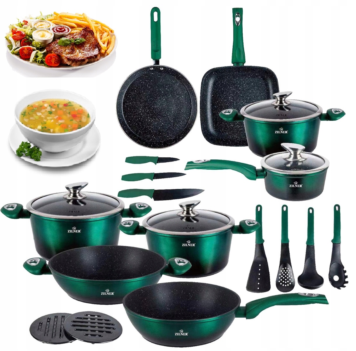 

Zestaw Garnki Marmurowe 21el Indukcja Gaz Komplet