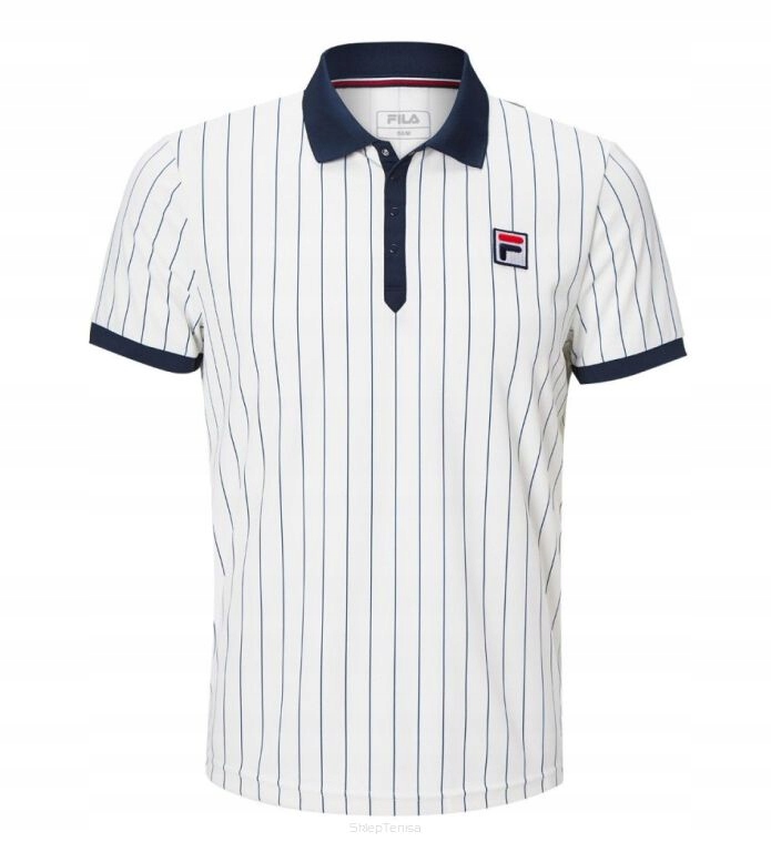 Koszulka tenisowa Fila Polo Stripes Bjorn biała XXL