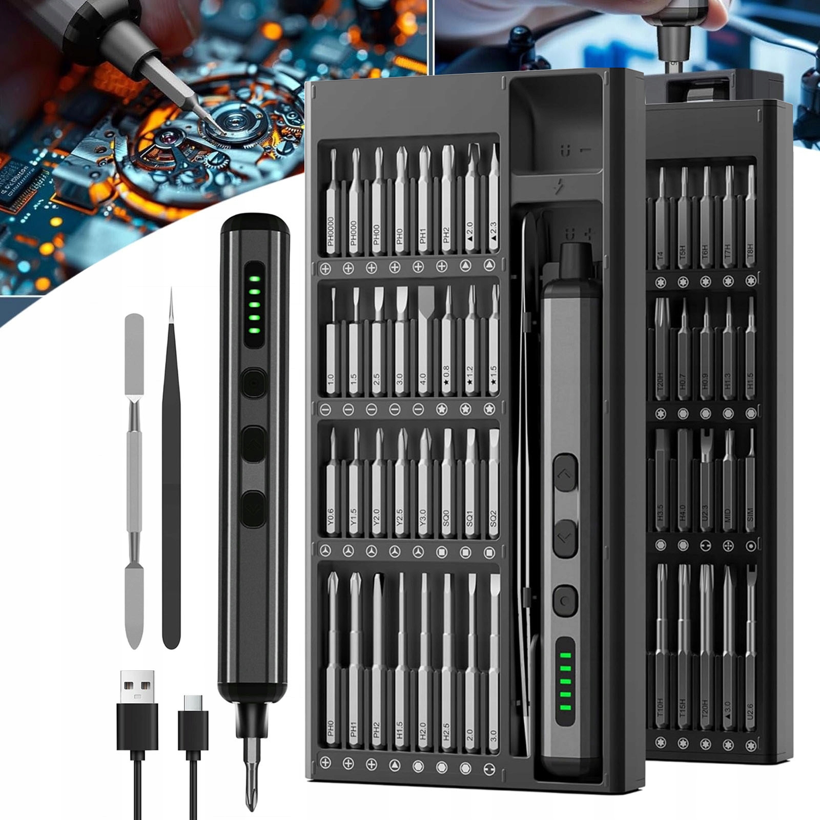 Elektryczny Śrubokręt Zestaw Wkrętaków Precyzyjnych Magnetyczne Bity 68W1