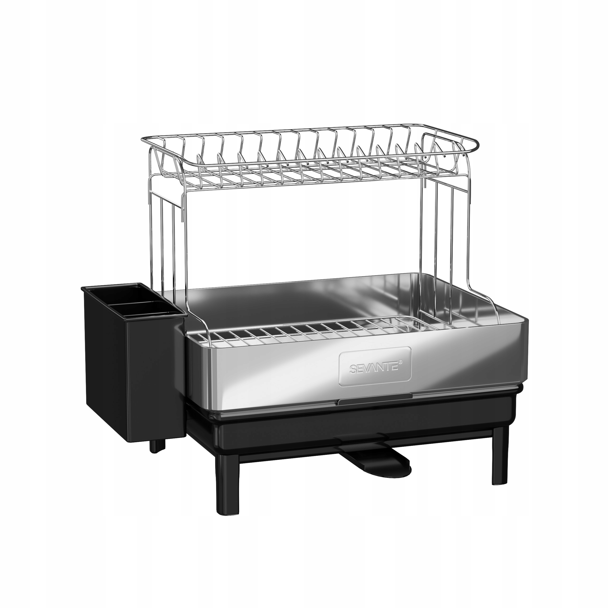 Odkapávač Na Nádobí Kuchyňský Dvouúrovňový Otočný Odtok Černý