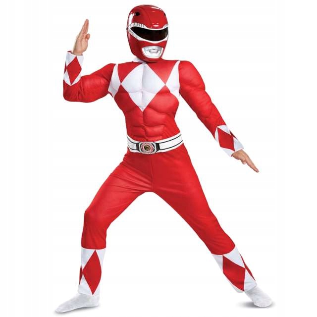 Kostium Strój Przebranie Czerwony Ranger Power Rangers 7-8 lat
