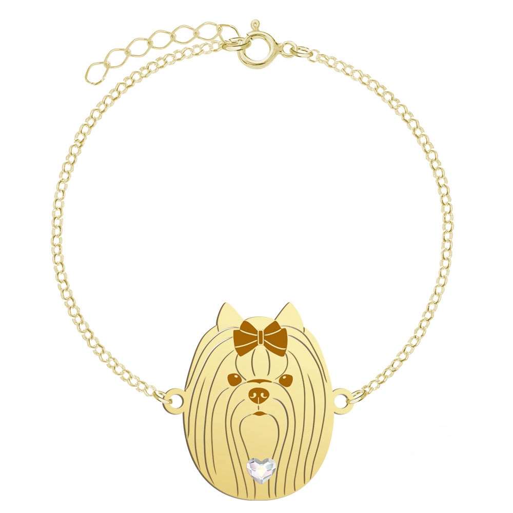 Zlatý náramek Yorkshire Terrier 925 Řetízek Šperky Gravírování Bonus