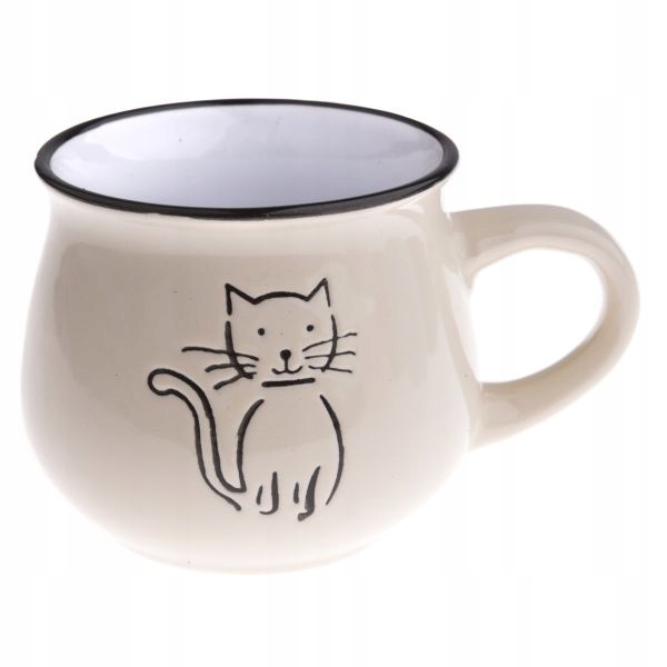 

Ceramiczny kubek beczułka kremowy kot 260 ml kotek