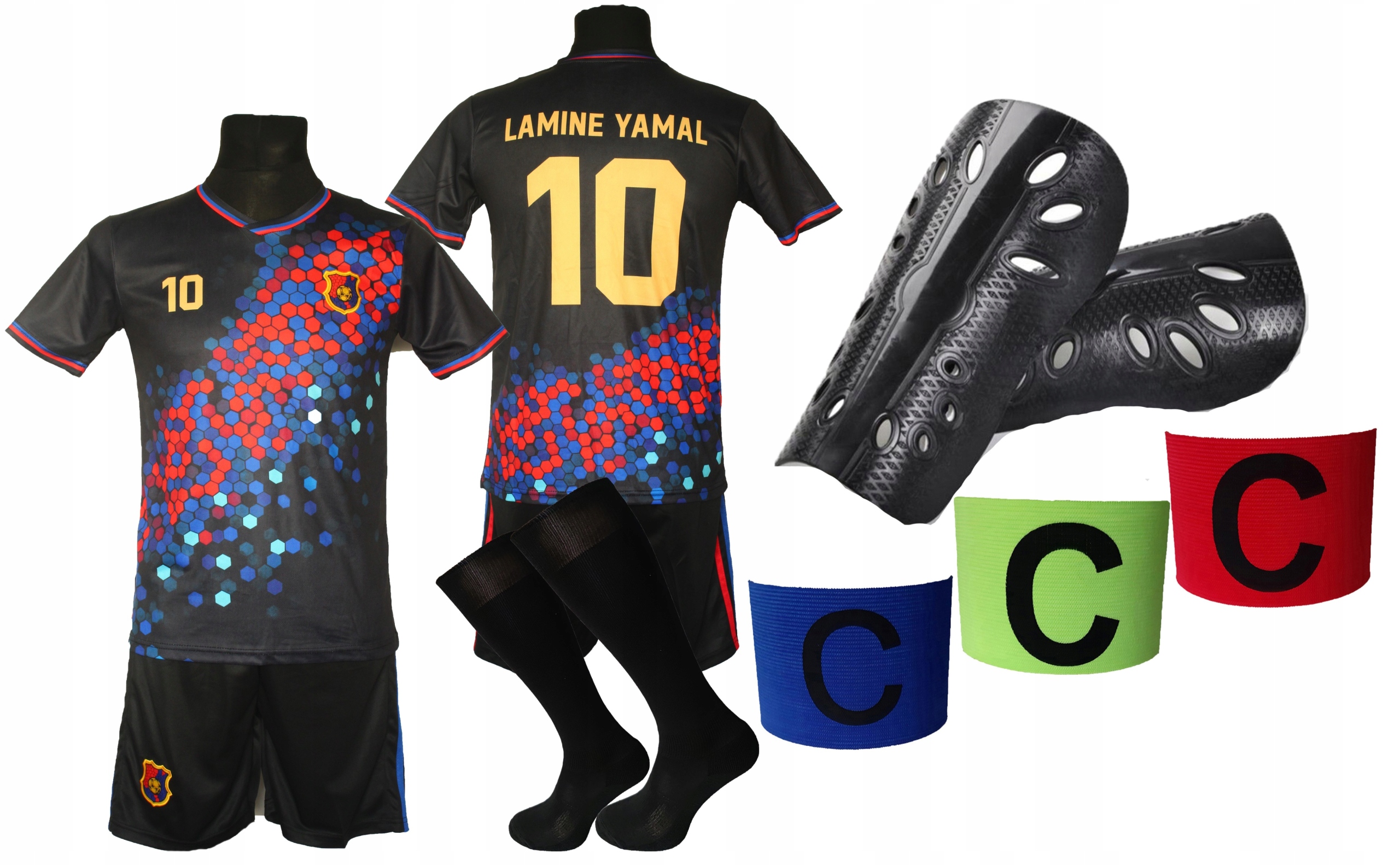 strój piłkarski dla dzieci Lamine Yamal getry Oo 134