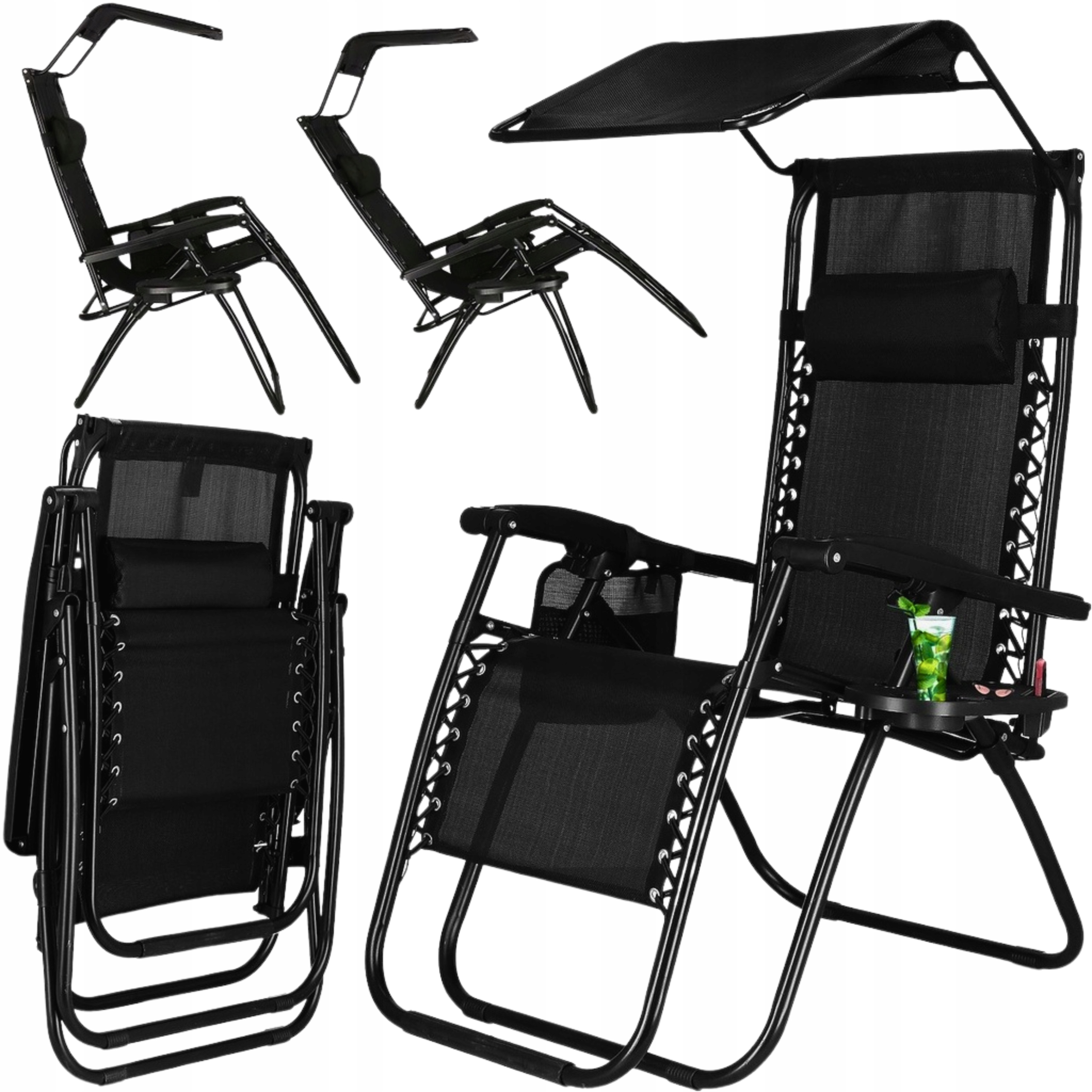 Ležadlo Záhradné Plážové Skladacie Kreslo Zero Gravity Turistické So Strieškou