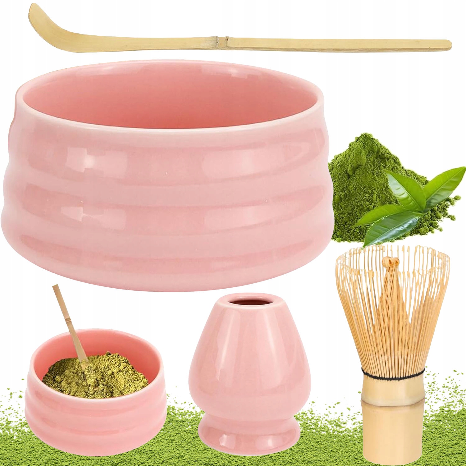 Levně Sada Podstavců Pod Matchu Keramický Štětec Chashaku Lžička 4 Ks