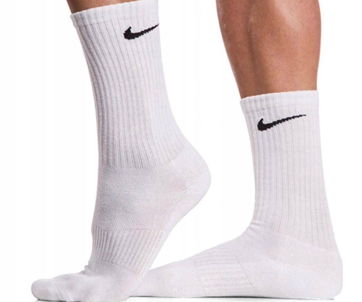 SKARPETY DŁUGIE 3 PARY NIKE BIAŁE UNISEX r. 41- 44 BAWEŁNIANE SKARPETKI Marka bez marki