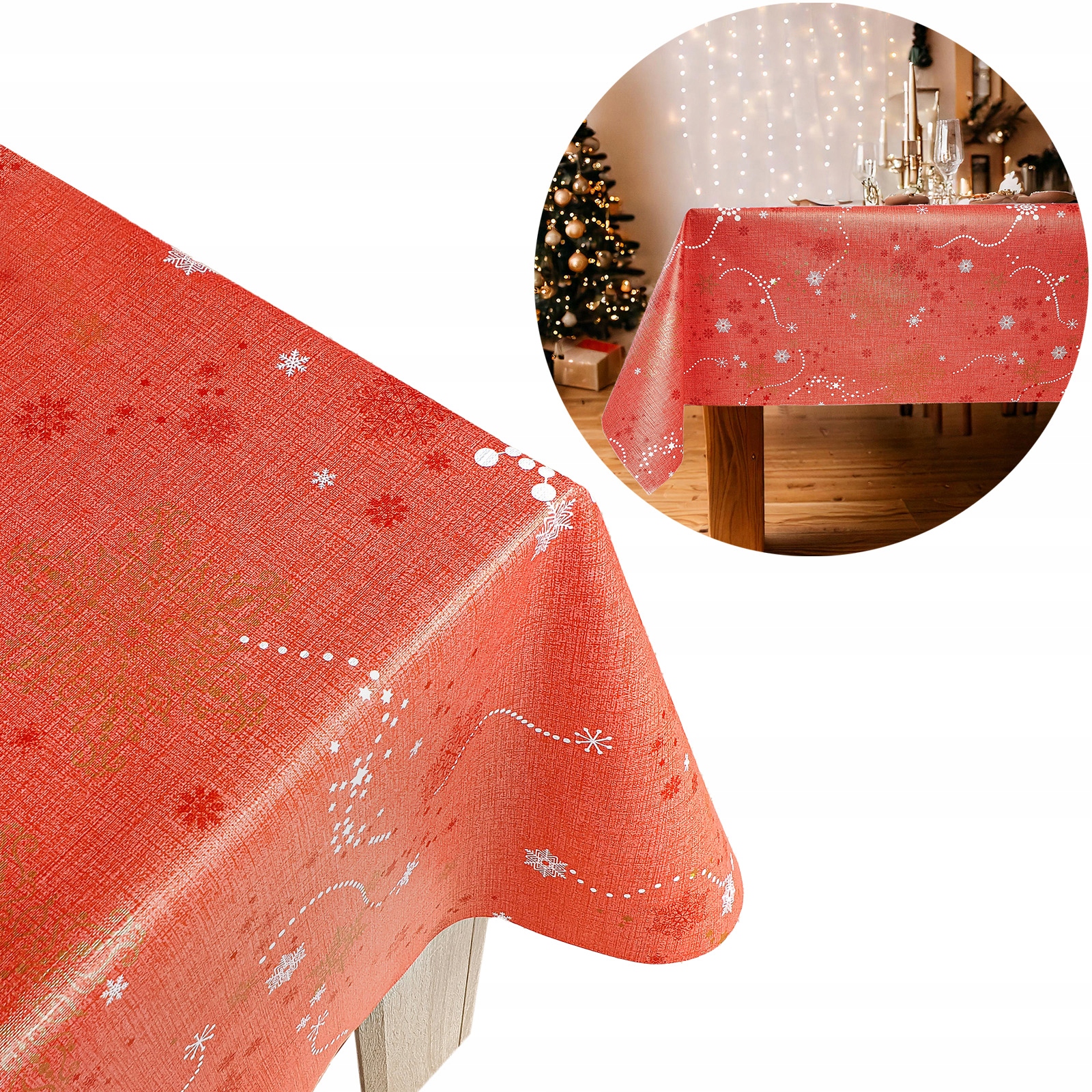 Skvrnitý keramický ubrus na vánoční stůl Cerata Červená s hvězdičkami