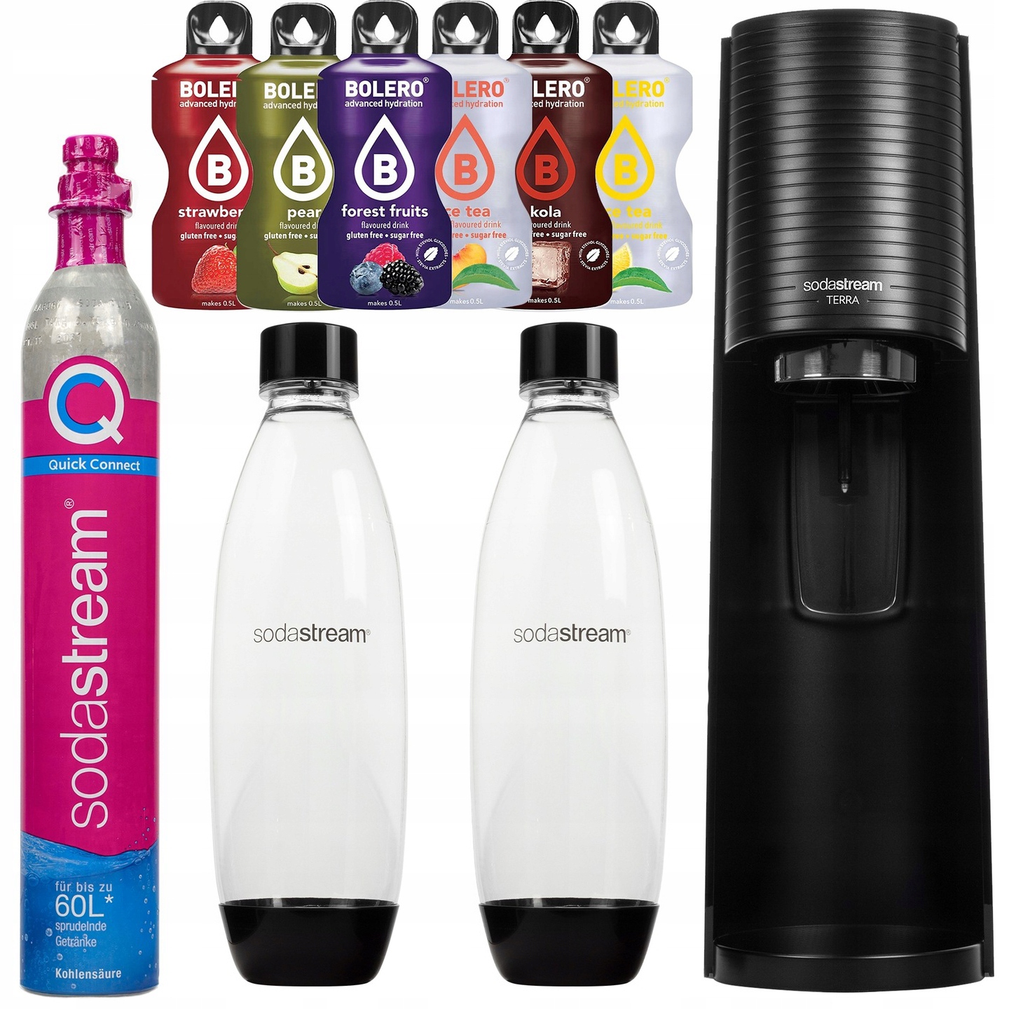 Насичувач SODASTREAM TERRA BLACK + 2 пляшки газованої води