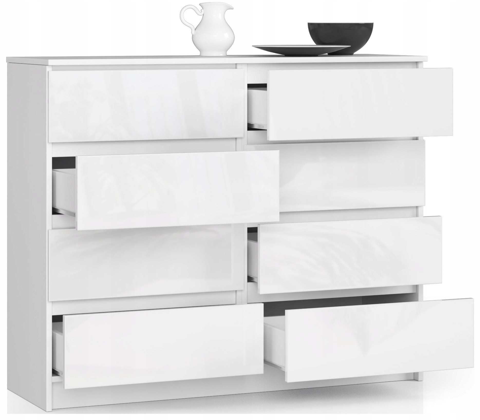 KOMODA SZAFKA BIAŁA POŁYSK Z SZUFLADAMI MEBLE 120 Marka VMP