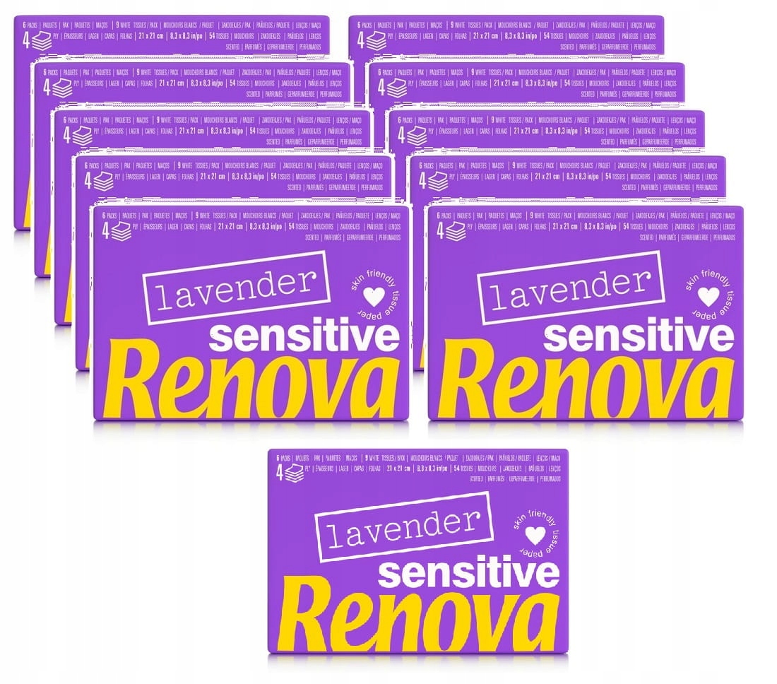 10x Chusteczki higieniczne Renova lavender 6x9 +dodatkowe opakowanie
