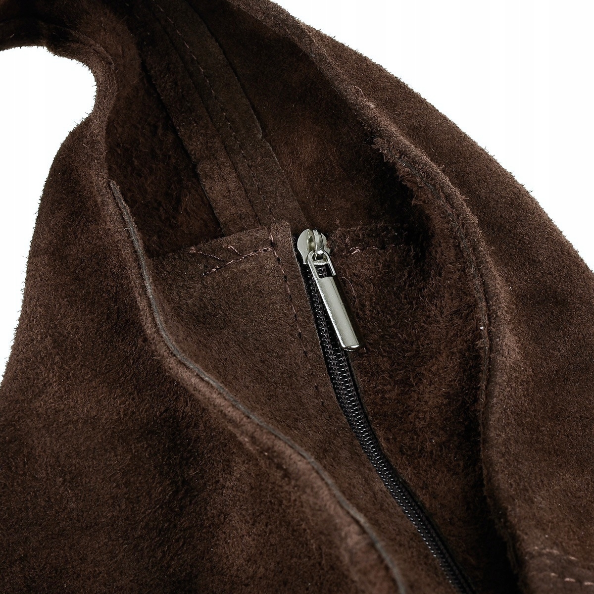 CZEKOLADOWA ZAMSZOWA TOREBKA WOREK BRĄZOWA TOREBKA ZAMSZ NATURALNY ZAMEK A4 Wzór dominujący bez wzoru