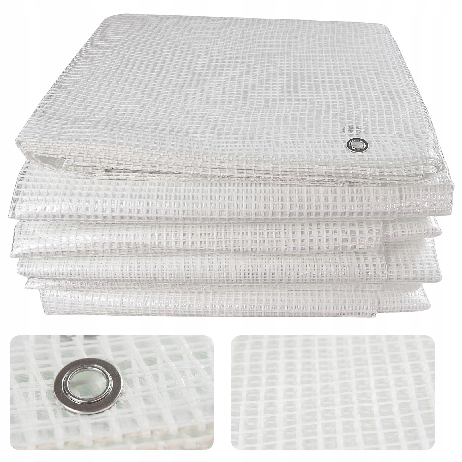 PLANDEKA BIAŁA 4x8M 100g PRZEŹROCZYSTA ZBROJONA UV