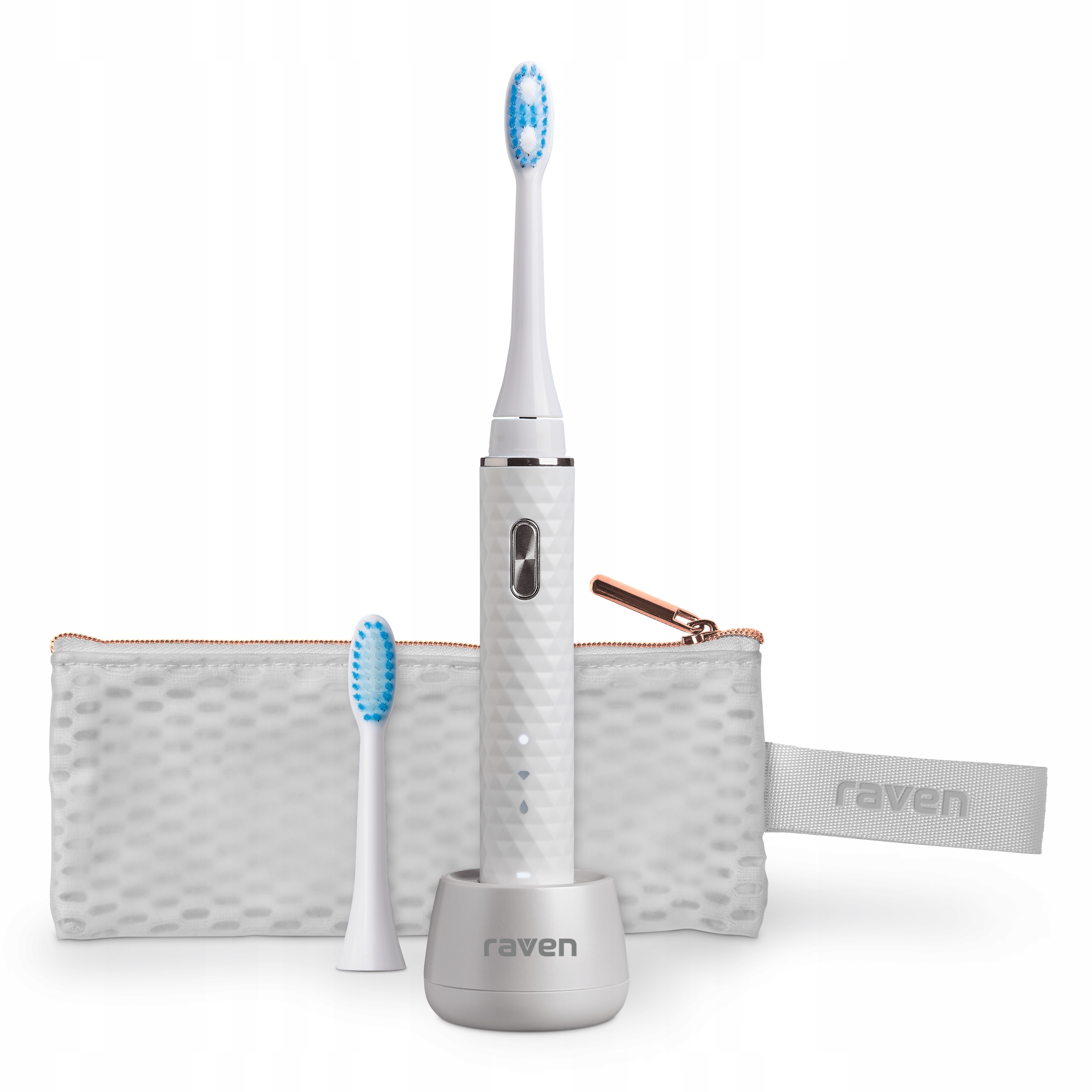 Szczoteczka soniczna z etui Raven ESOS006W 3 tryby 2 Końcówki IPX7 Biała