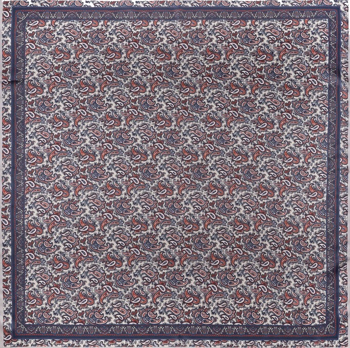 Hedvábný šátek Velký šál na krk Šála 90x90 cm Modrý Paisley vzor