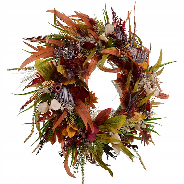 WIANEK DEKORACJA STROIK PODKŁAD WIENIEC LIŚCIE KWIATY BUKIET KOMPOZYCJA DOM Marka Partner