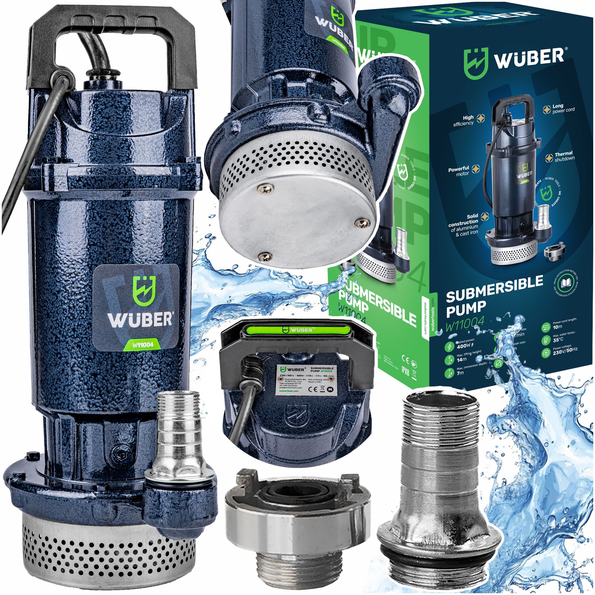 Pompa Zanurzeniowa Do Wody Czystej Brudnej Ścieków Szamba Z Sitkiem 1"WUBER