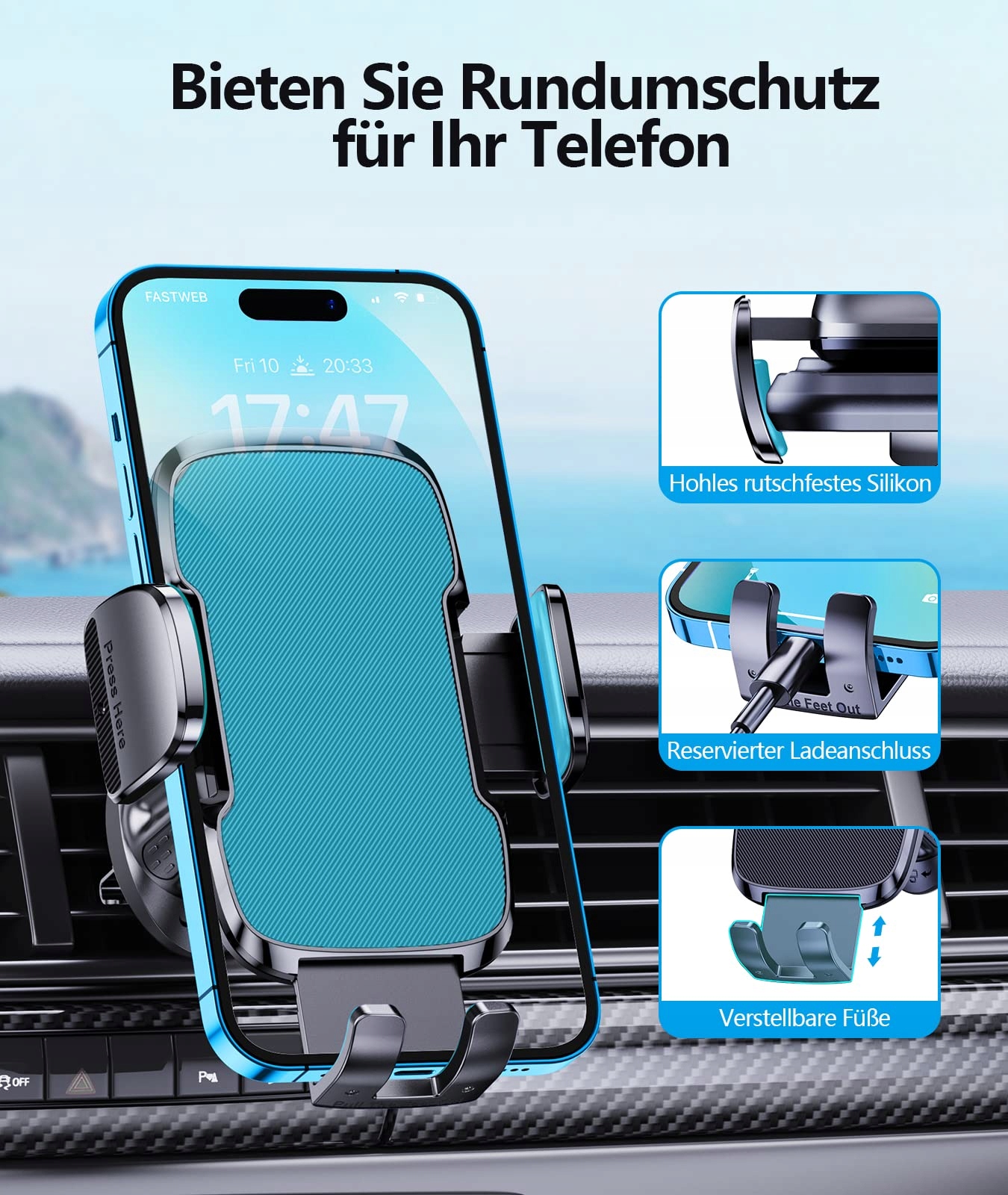 Glangeh Uchwyt samochodowy na telefon komórkowy z wentylacją — miniatura 3