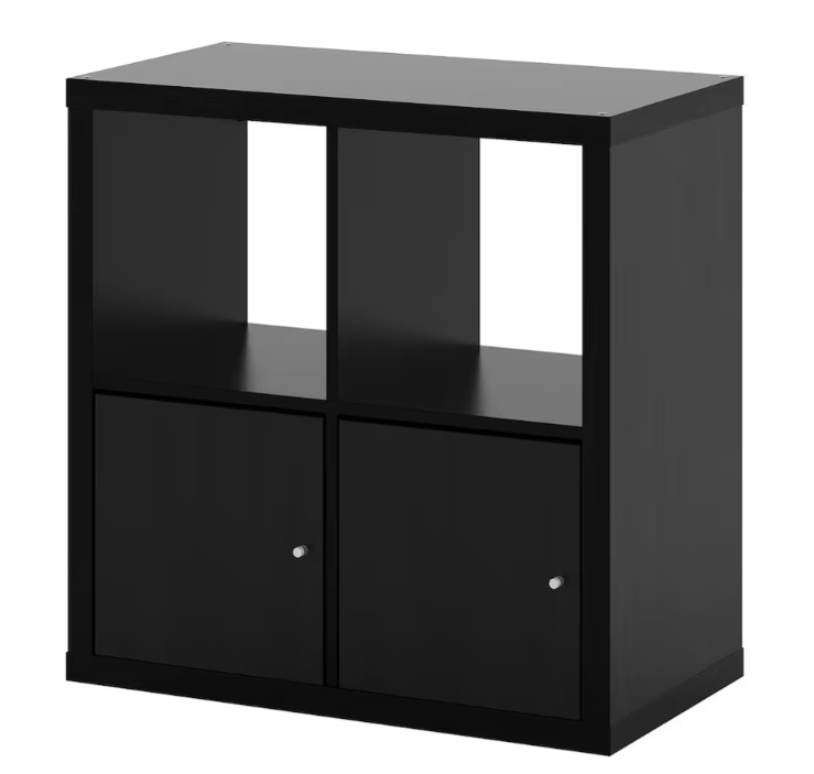 IKEA KALLAX - regał z drzwiami brąz 77x77 cm