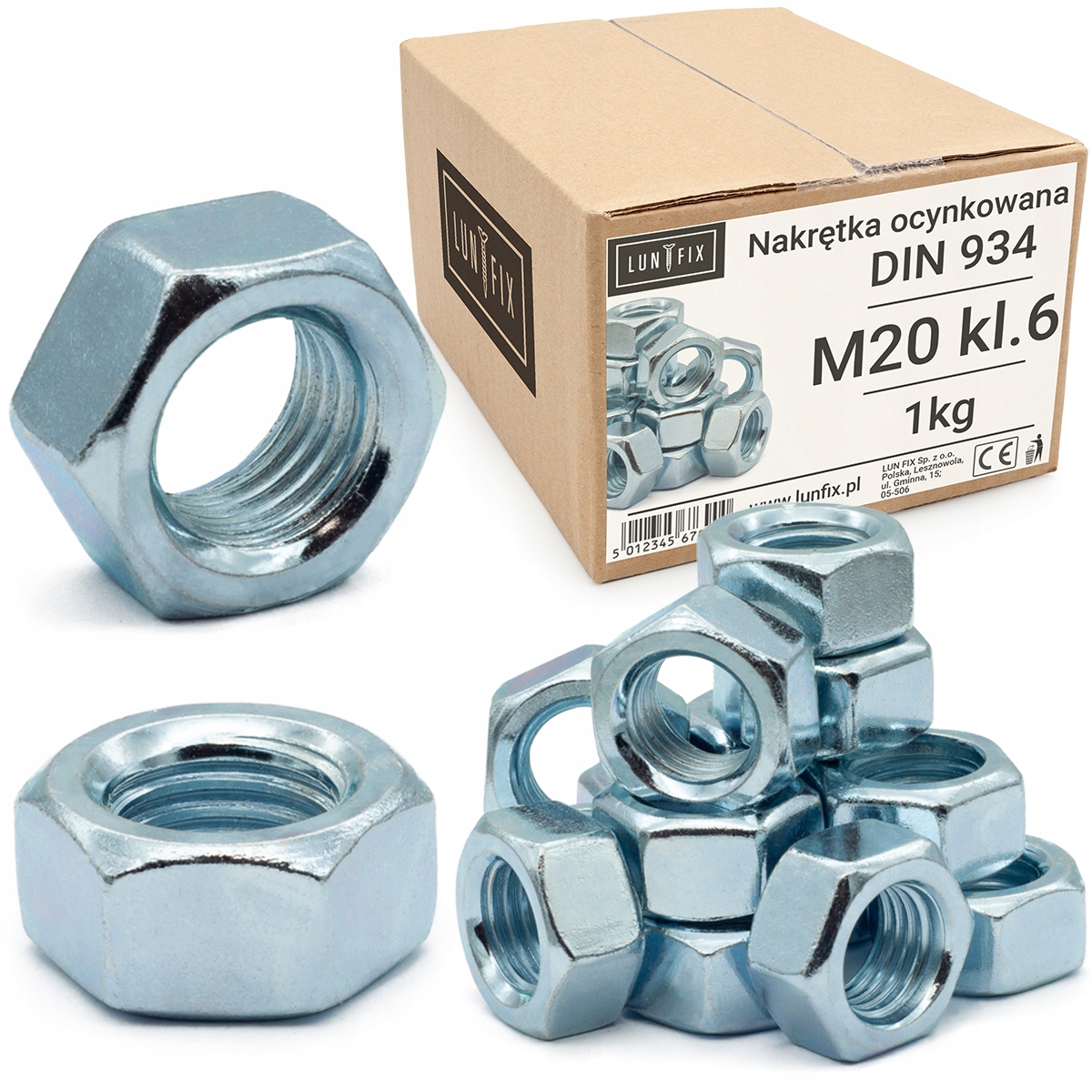 

Nakrętka M20 kl6 ocynk Din 934 1 kg ok 15 szt